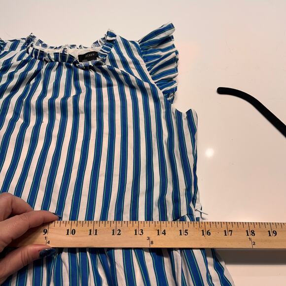 J. Crew Blue Tiered Cape Stripe Dobby Midi Dress Size XS - Picture 11 of 11